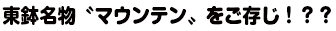 東鉢名物〝マウンテン〟をご存じ！？？